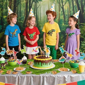 40Pcs Dinosaur Cupcake Toppers, Cute Tyrannosaurus Rex Triceratops Cupcake Picks Dinosaur Cake Topper Picks for Kids Birthday Baby Shower Dino Party Cake Toppers Decorations