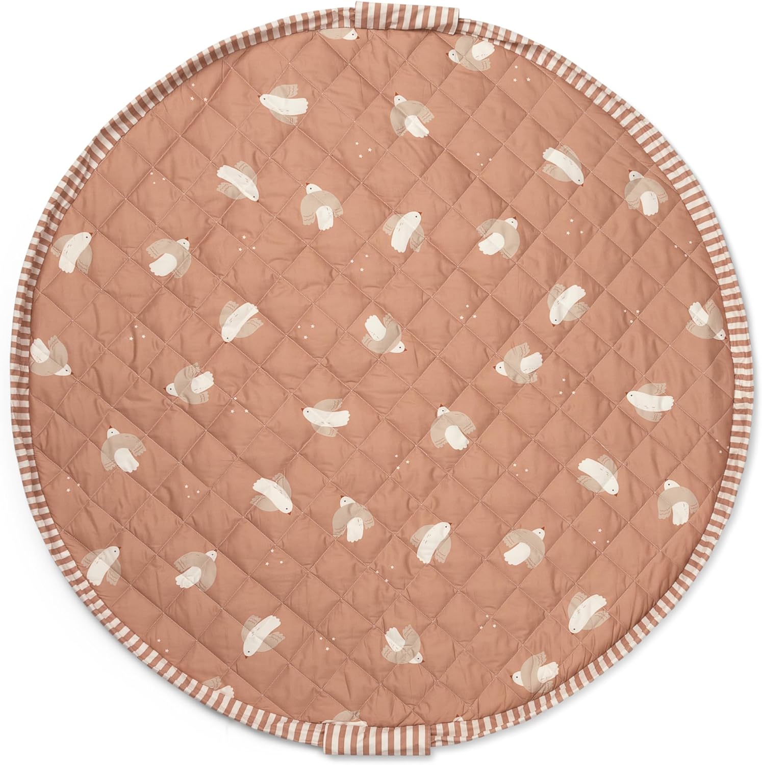 Blooom 2-in-1 Quilted Baby Play Mat & Storage Bag | Portable, Soft, and Convenient | Perfect for Travel & On-The-Go | Portable Play Mat for Baby & Toddler | Oekotex Cotton (Birds, 47 Inches)