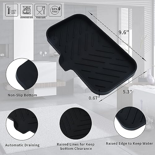 Miniatura 2 de Jaboneras de baño de silicona con boquilla de drenaje, organizador de fregadero de baño y cocina, soporte para esponja, bandeja de jabón para