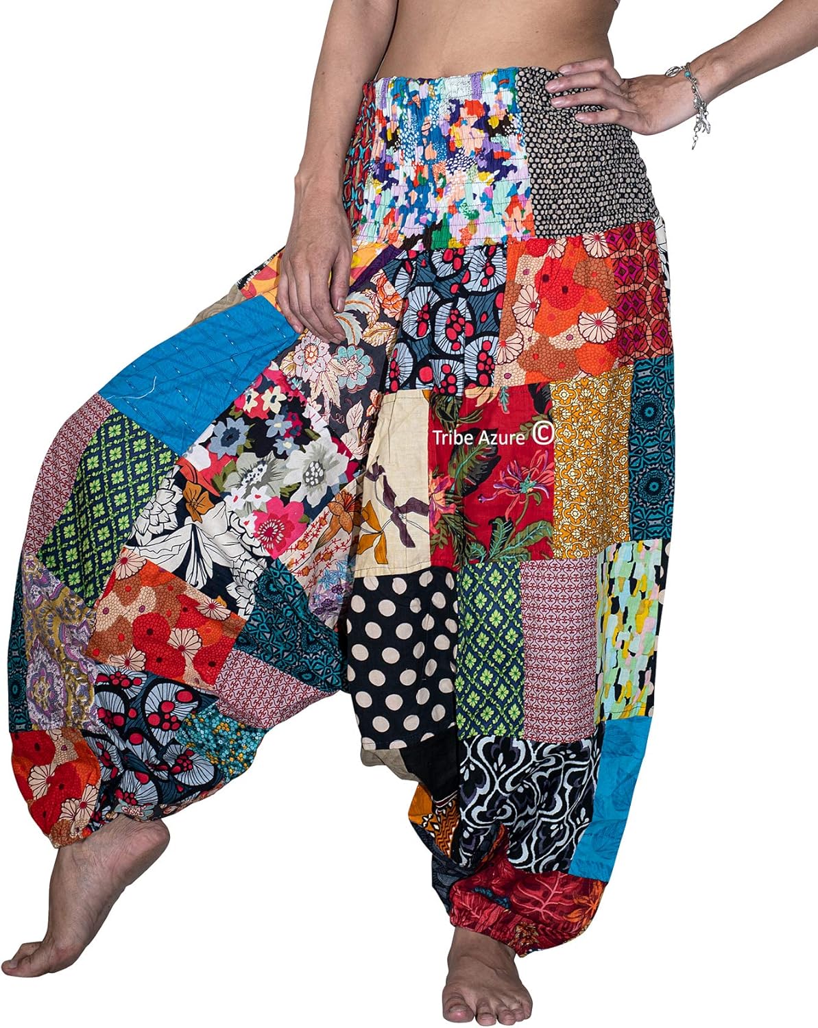 Tribe Azure 100% Cotton Harem Pants Colorful Summer Hippie Yoga Boho Casual Fashion Women - Image 4