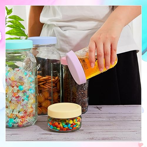 Miniatura 4 de 12 tapas de silicona para frascos de boca regular, tapas gruesas a prueba de fugas para frascos Mason de boca regular, tapas reutilizables grandes