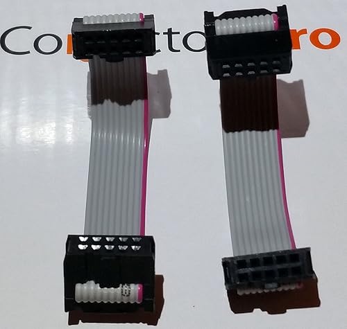 Miniatura 3 de Pc Accessories 10P 4.7 in 4.5" IDC Paquete de 2 cables planos plateados con negro 0.100 in FC doble fila 2x5 10 pines hembra a hembra (10P-4.7