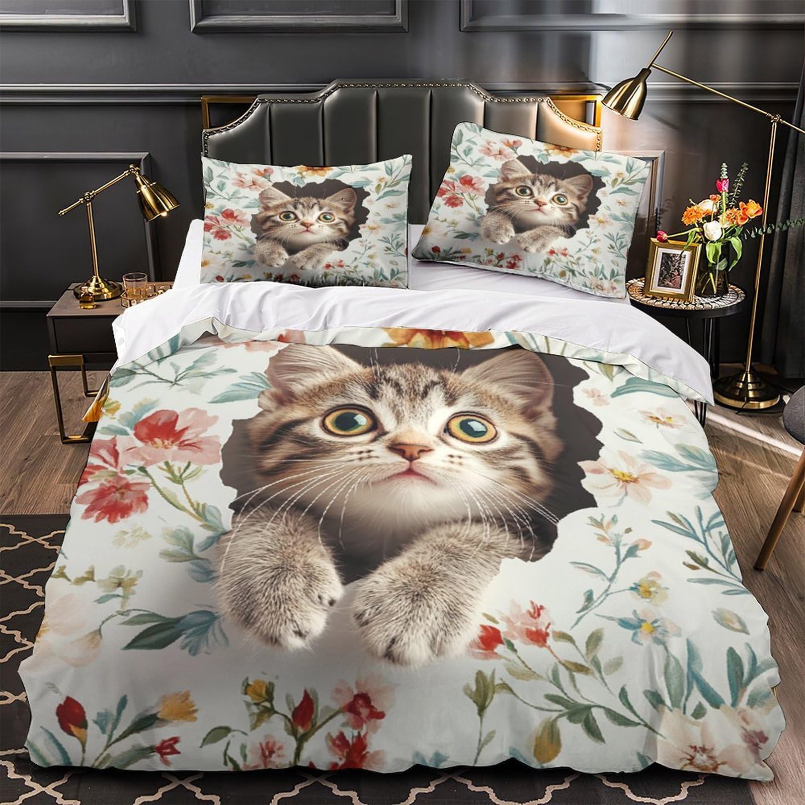 Parure de lit pour chambre enfants et ados, housse de couette hexagonale 3D super king