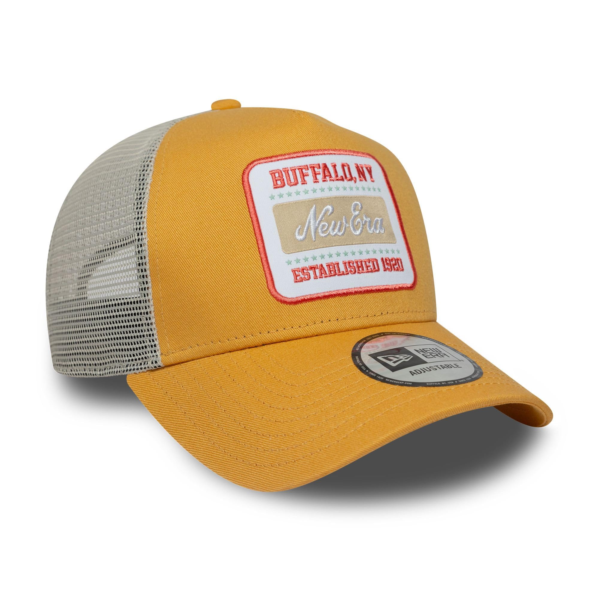 New Era Trucker Cap A-Frame - Letnia czapka z siatki z naszywką z logo z przodu - Stylowa czapka snapback dla mężczyzn i kobiet - Regulowana - Różne kolory