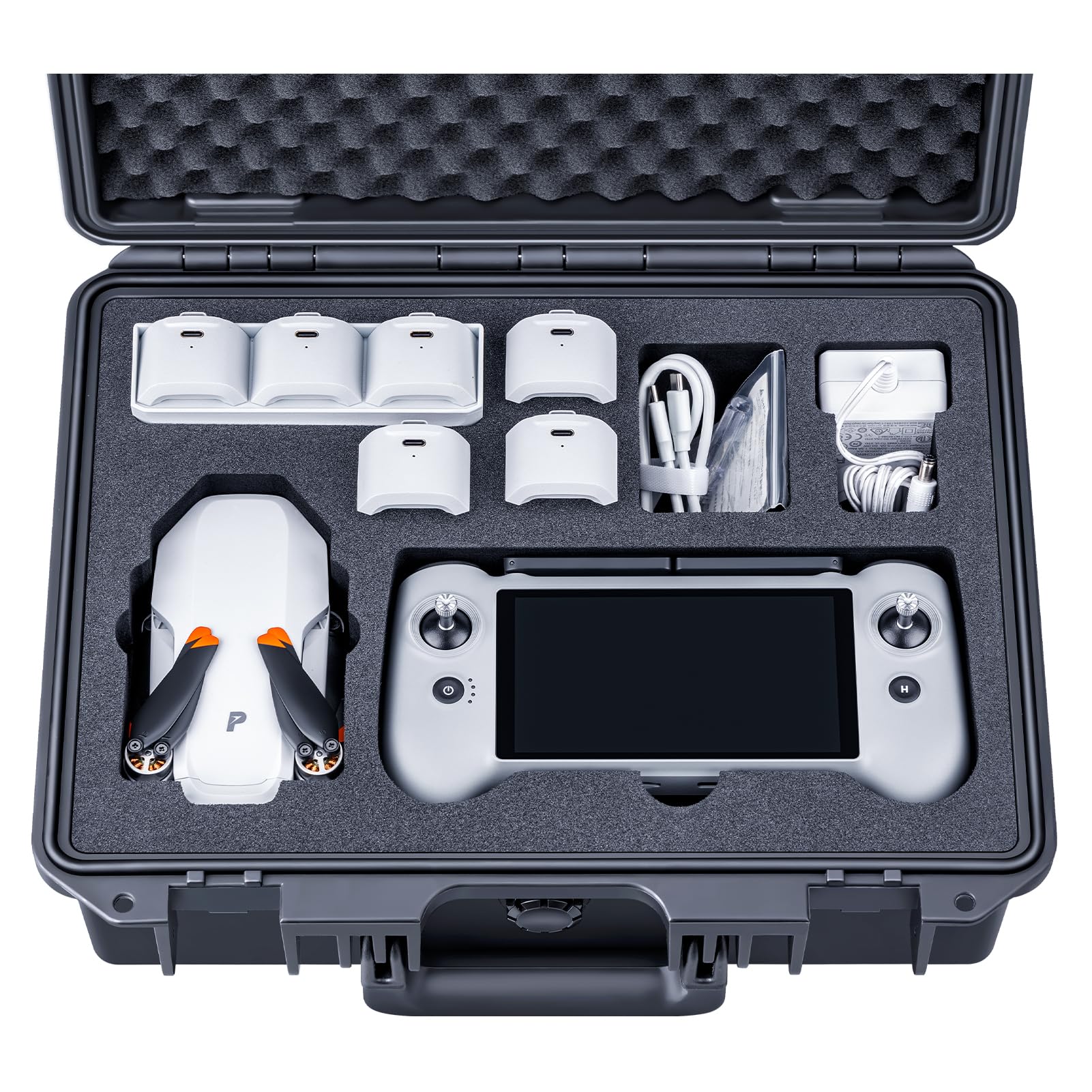 Lykus Titan AM110 Maletín/Maleta/Estuche/Case Impermeable para Potensic Atom 2 y PTD 1 RC,Admite 7 baterías[Solo MALETÍN]