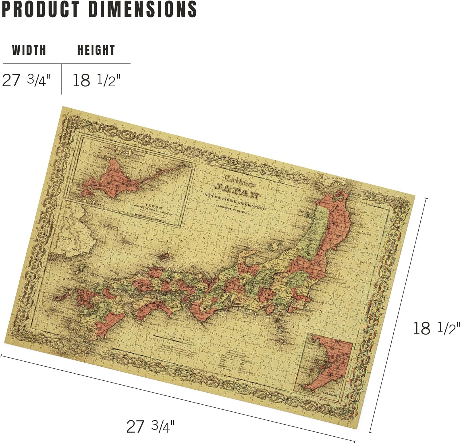 Japan, (1855), Panoramic Map (1000 Piece Puzzle, Challenging Jigsaw Puzzle for Adults, Made in USA)