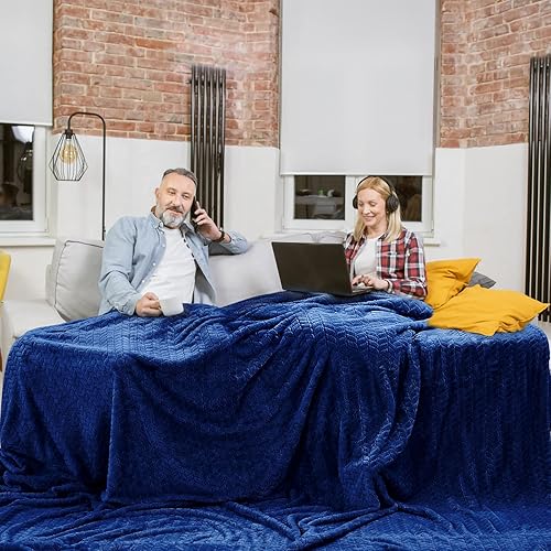 Miniatura 5 de Manta de gran tamaño King de 10 x 10 pies (120 x 120 pulgadas), manta gigante de forro polar de franela enorme, manta suave para sofá, cama, sofá,