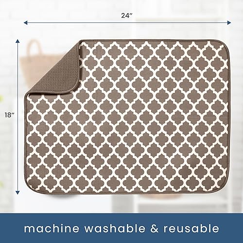 Miniatura 31 de S&T INC. Tapete de microfibra para secado de platos, reversible y absorbente para cocina, de 16 x 18 pulgadas, color negro