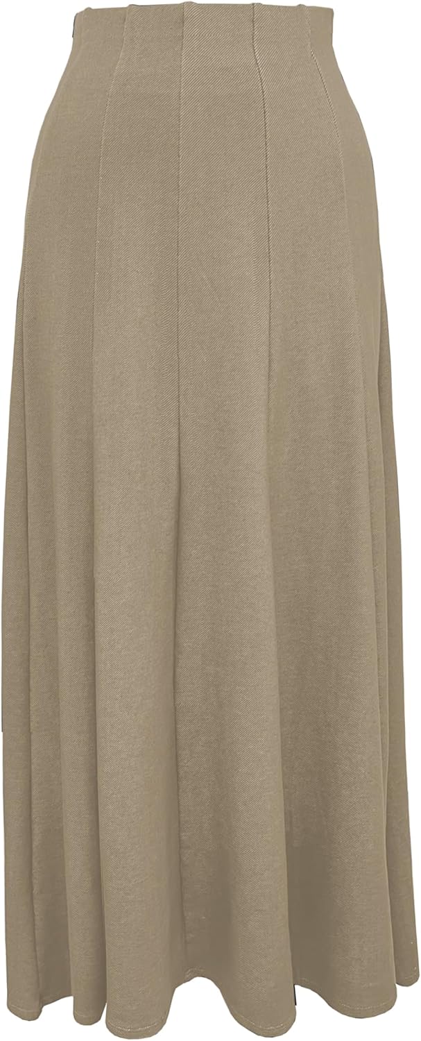 BABY O Women's Lightweight Faux Denim Stretch Knit Ankle Length 12 Panel Skirt - Made in USA