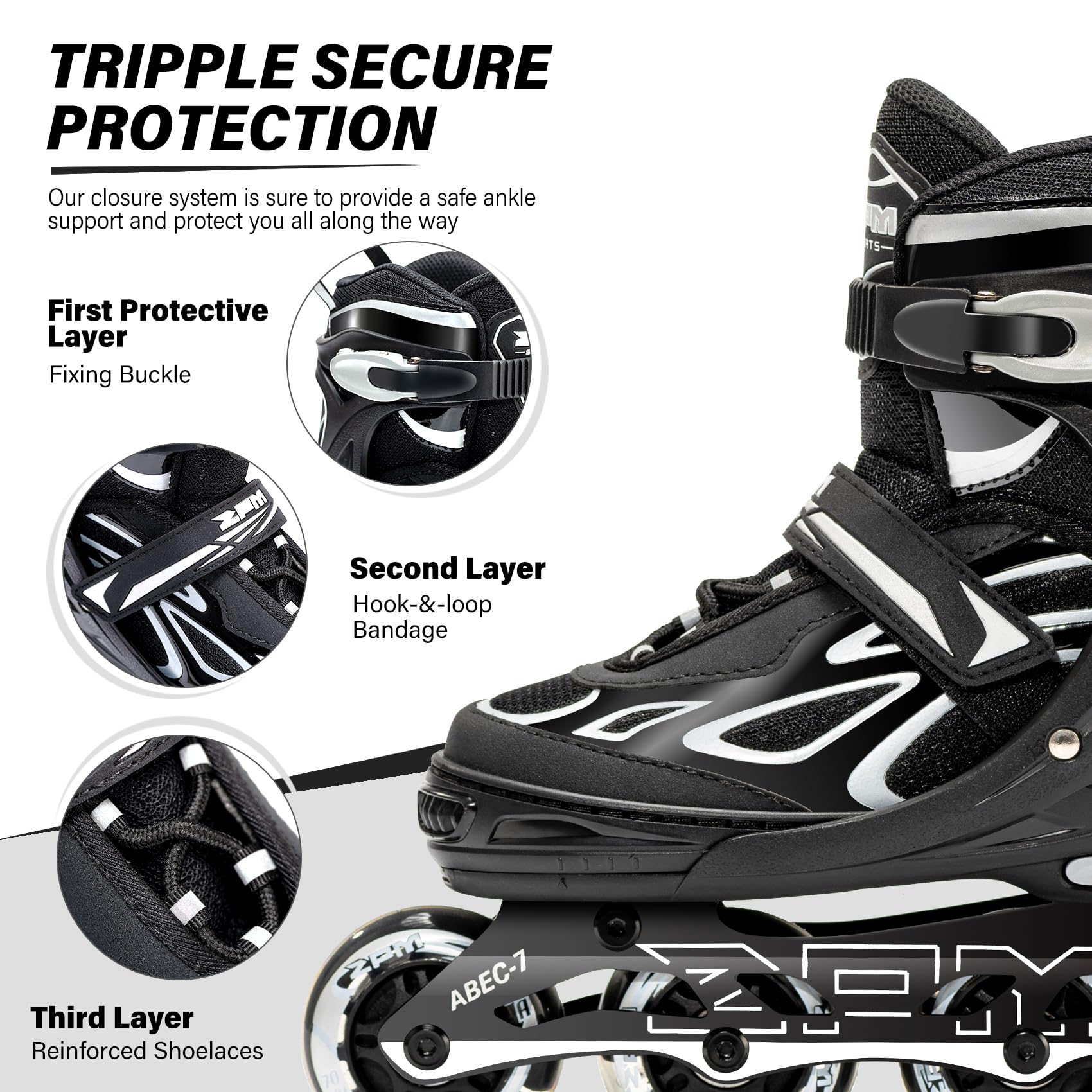 2PM SPORTS Brice Pattini in Linea Regolabili, Ruote Illumina LED, Divertente Inline Skates per Bambina e Bambino e Bambini