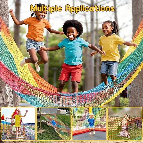 Miniatura 2 de Red de carga de escalada para niños  9.8 x 9.8 pies, red de seguridad para parque infantil, red de puente de cuerda de doble capa de poliéster para