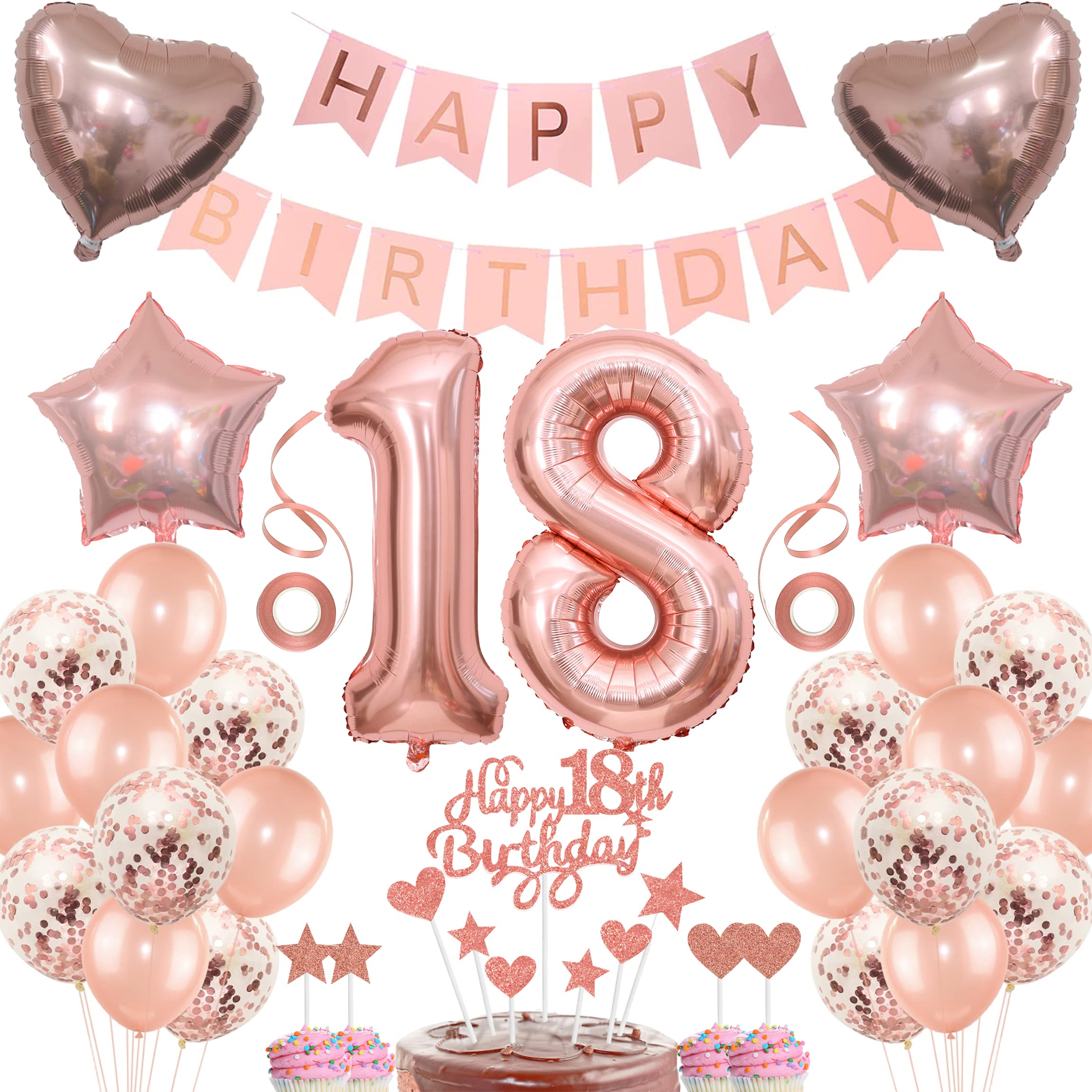 Deko Rosegold Geburtstag 18 Jahre Mädchen Tortendeko Geschenk