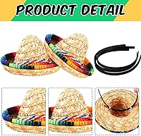 Vista 6 de Libima 18 sombreros mexicanos para fiesta, decoraciones de fiesta mexicana a granel para niños y adultos, diadema de paja de tela de Halloween