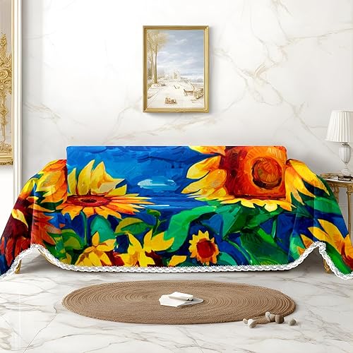 Funda protectora de muebles de girasol para sofá de 3 cojines, resistente a las manchas