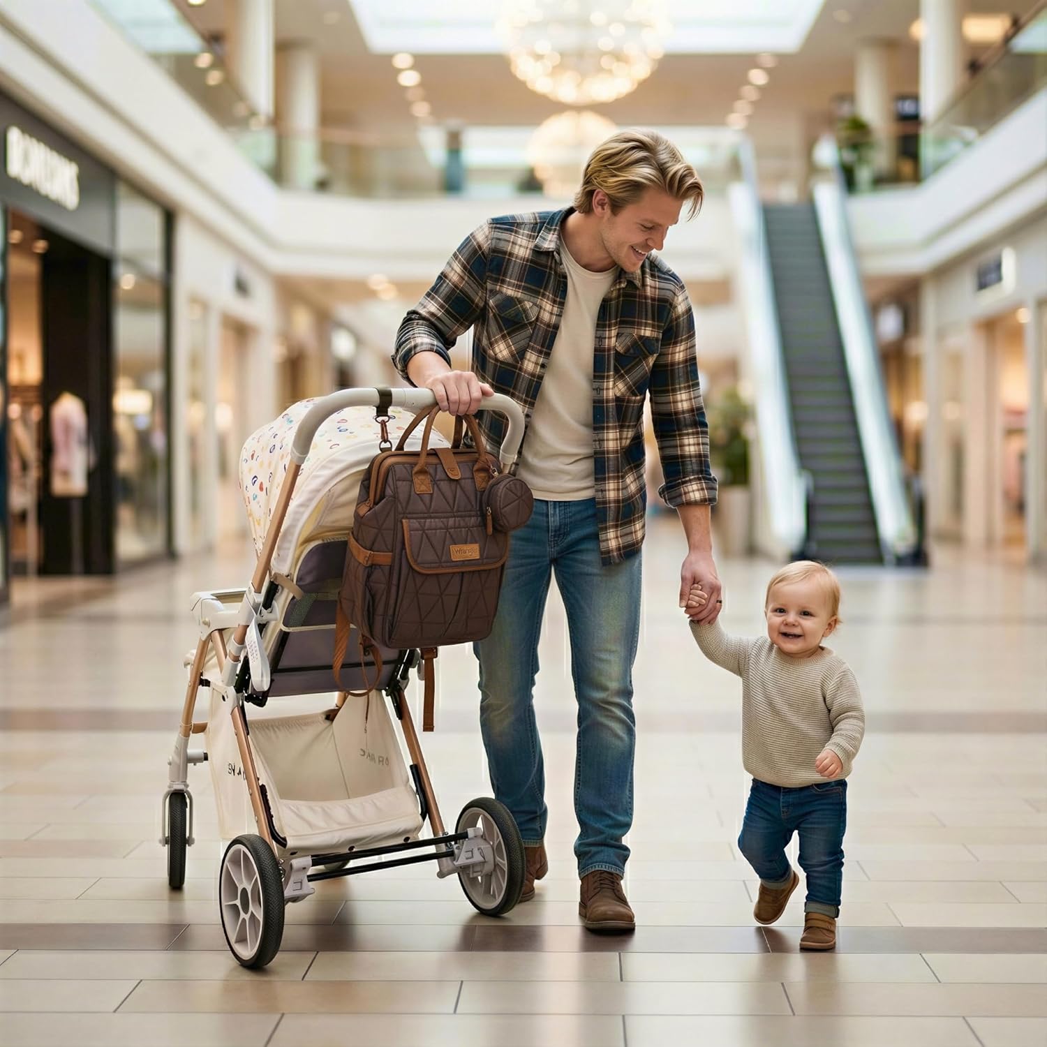 Montana West Wrangler Diaper Bag Backpack Baby Essentials Bag Quilted Travel Backpacks with Insulated Pockets, Portable Changing Pad, Stroller Straps, Pacifier Case