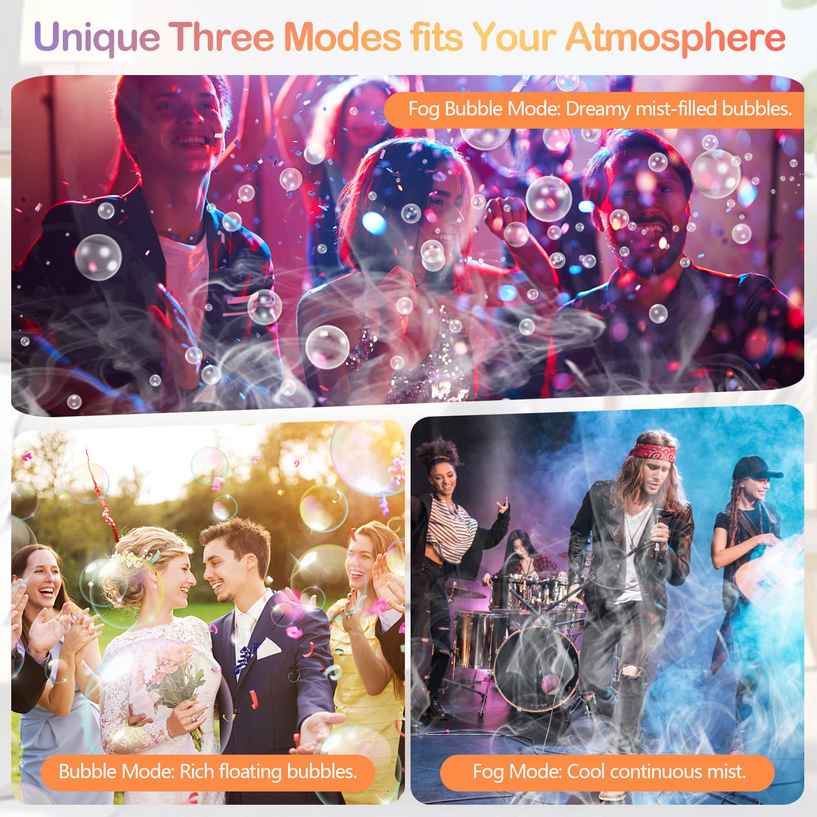 Nebelmaschine Seifenblasenmaschine 3-in-1 mit Fernbedienung, Fog Bubble Machine für Rauch, Seifenblasen & Rauchblasen, Spezialeffekt Nebelgerät für Halloween, Hochzeit, Party & Events