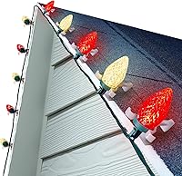 Vista 8 de Luces LED C9 de Navidad para exteriores, 68 pies, 100 luces LED C9 con 100 clips todo en uno, luces de árbol de Navidad impermeables conectables