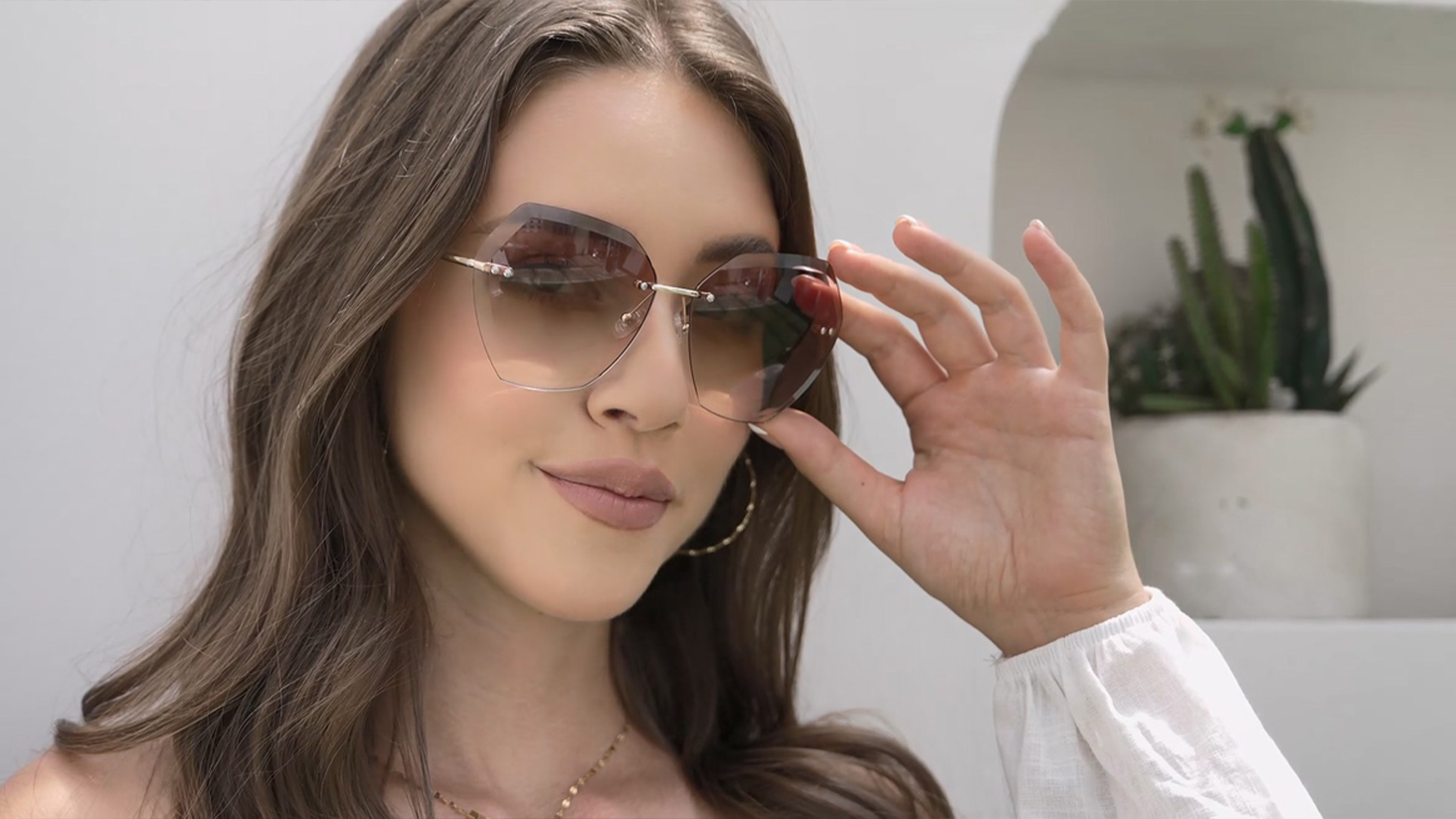 Amazon.com: AEVOGUE Oversized Rimless Sunglasses for Women  display picture 2