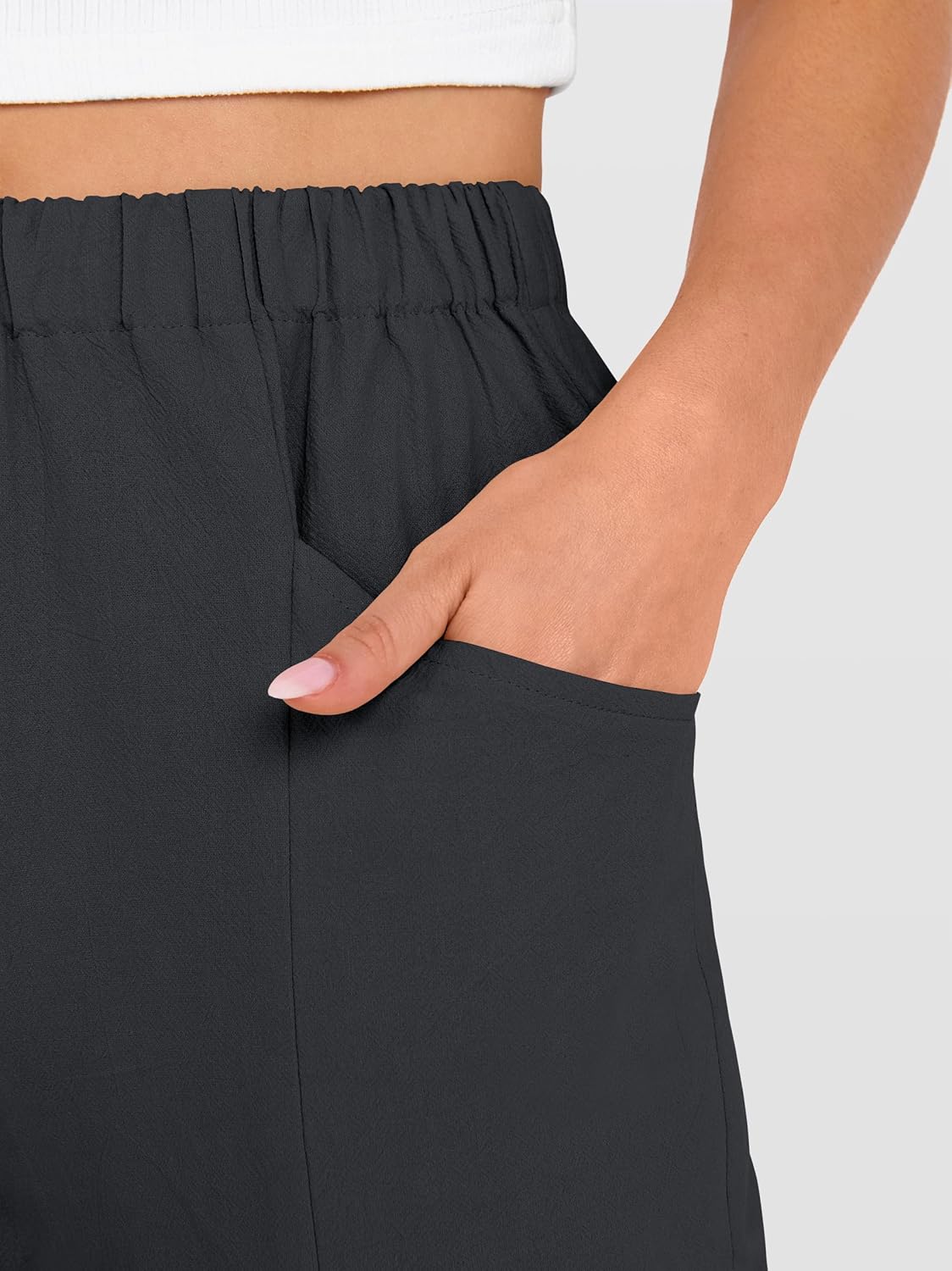 ANRABESS Womens Capri Pants 2026 Summer Casual Elastic High Waisted Lounge Cropped Tapered Ankle Beach Trousers Work Outfits - Image 6