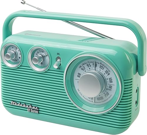 Miniatura 6 de Studebaker SB2003BTBL Bluetooth Retro Radio AM/FM portátil con CA o operación de batería (azul) Azul,Oro Rosa,verde