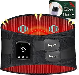 Joyset Cordless Heating Pad for Back Pain Relief,47-60" Lower Back Massager with 5 Heat 5 Vibration,Portable Wearable Heating Pad for Cramps,Birthday Gifts for Women Men Mom Dad(Black)