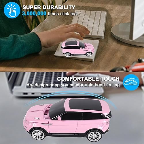 Miniatura 5 de Ratón inalámbrico lindo ratón rosa para coche, portátil compacto y divertido, divertido ratón USB femenino para computadora portátil, tableta,