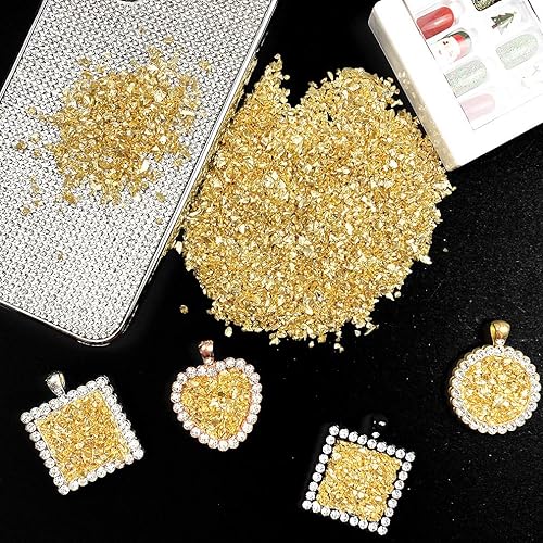 Miniatura 4 de Jmassyang Chips metálicos irregulares de vidrio triturado de 3.53oz con purpurina gruesa para arte de uñas, manualidades, resina, bricolaje, funda