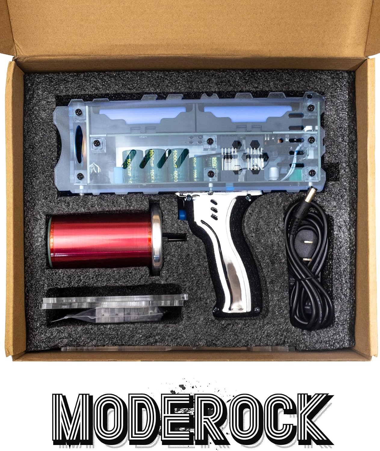 Tesla Coil Handheld Gun, Portable Mini Spark Gap Arc Generator, Artificial Lightning, for Science Physics Teaching Experiment Tool College High School Education DIY Toy (Intermediate Edition)