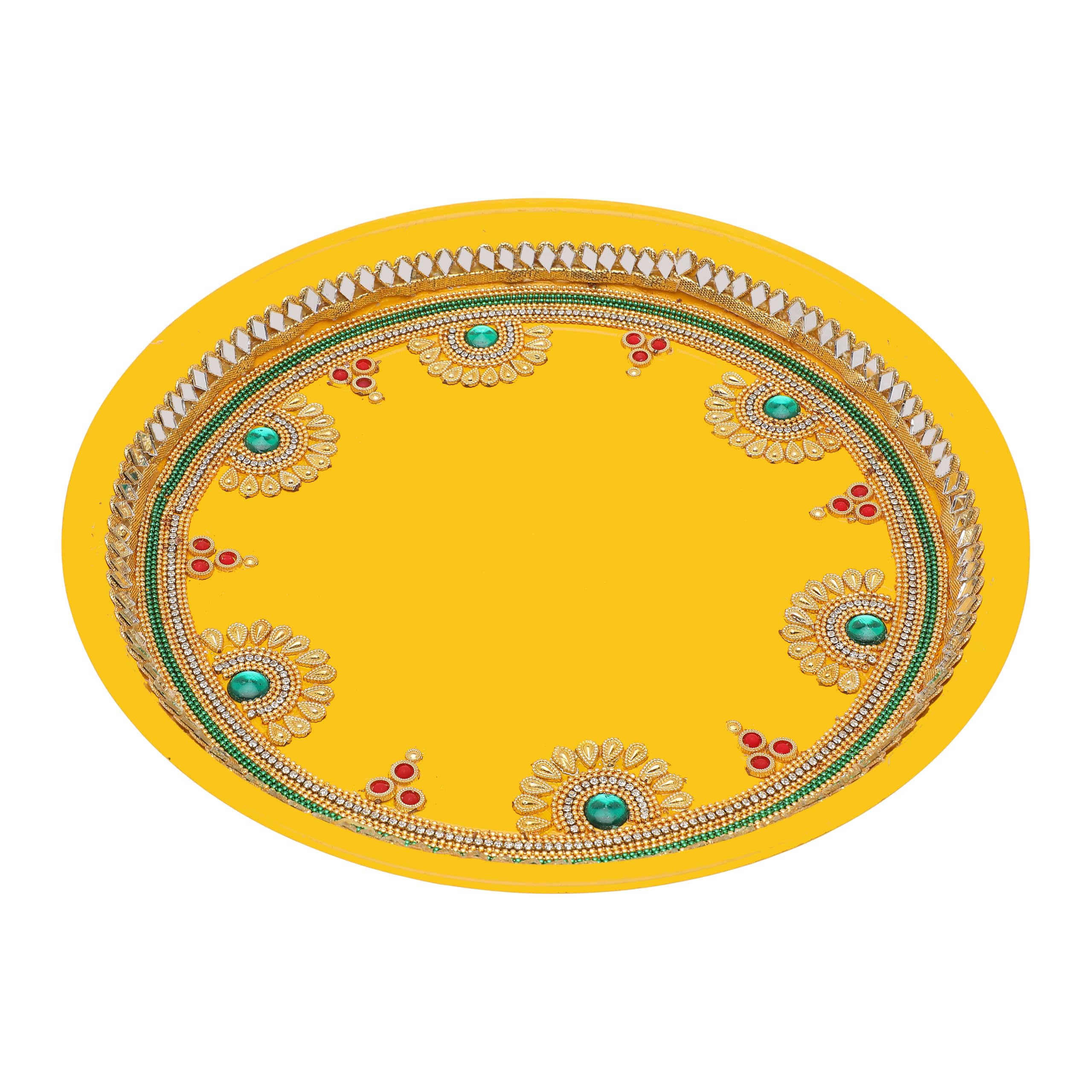 Plato Pooja Thali de acero decorativo de 10 pulgadas para rituales Aarti tradicionales