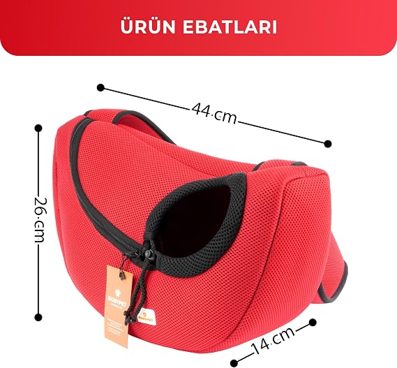 GOBYPET Kedi ve Küçük Irk Köpek İçin Yan Taşıma Çantası, Omuz Askılı Evcil Hayvan Taşıyıcı, Büzgülü ve Rahat Kullanım (Kırmızı)