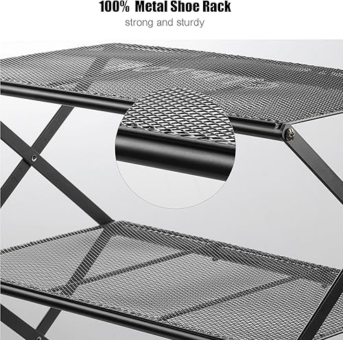 Miniatura 3 de Estante de zapatos para entrada, organizador de zapatos de metal, plegable, sin instalación, zapatero resistente para armario, sala de estar, ahorro