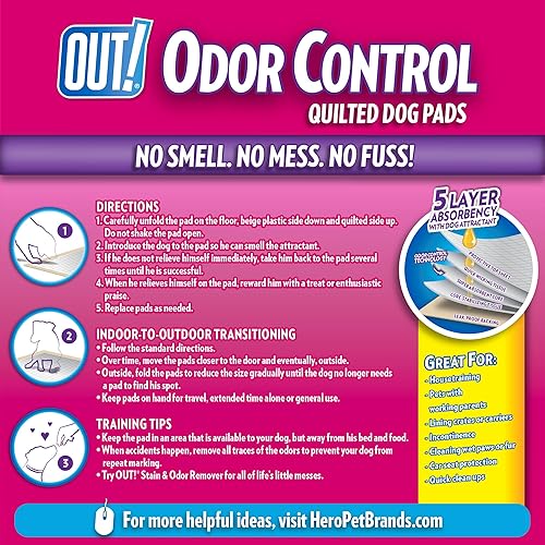 Miniatura 2 de OUT! PetCare XL - Almohadillas de entrenamiento desechables a prueba de fugas para perros, entrenamiento para ir al baño con control de olor,
