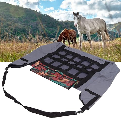 Miniatura 5 de GLOGLOW Bolsa de heno de alimentación lenta, bolsa grande de heno de tela Oxford para caballos, bolsa de heno para remolque y uso portátil