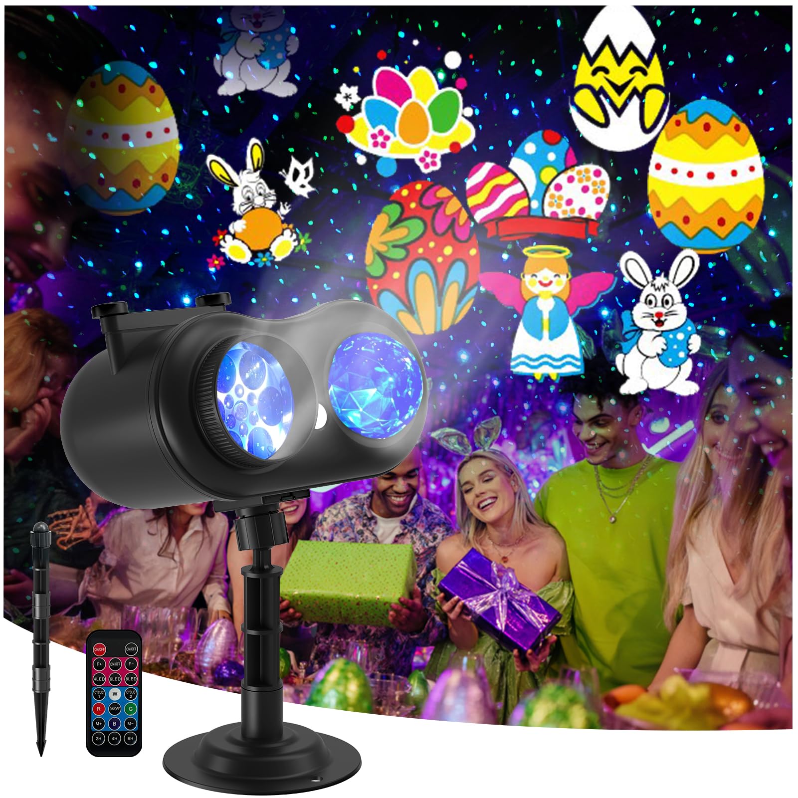 LIFFY Projecteur de Noël d'extérieur – Effets HD 3 en 1 (lumières laser de Noël + vagues de l'océan + 10 diapositives et 10 couleurs) étanche avec minuteur, lumière de paysage de vacances pour