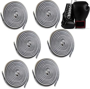 6 Pcs Replacement Laces for lace-up Boxing Training Gloves, Spare high-Strength Gloves Lace Up with High-Strength & Secure Loop Straps Lace-up Glove ReplacementGray