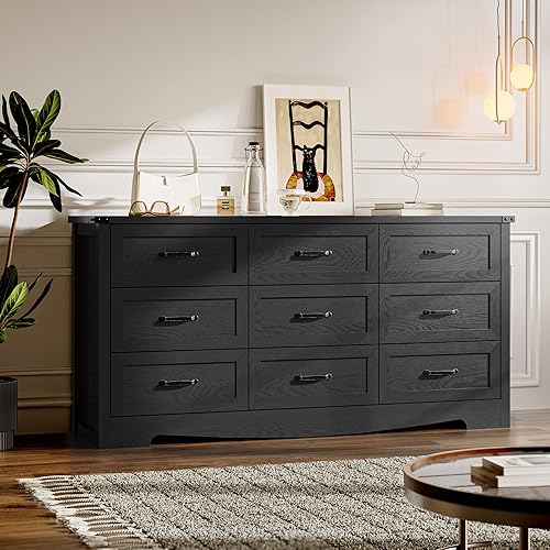 BORNOON 9-Drawer Dresser for Bedroom, Modern Wooden Chest of Drawers