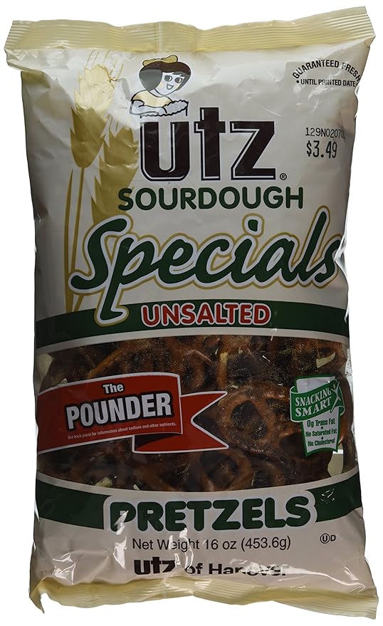 Utz Sourdough Specials Unsalted Pretzels, 16 Ounce