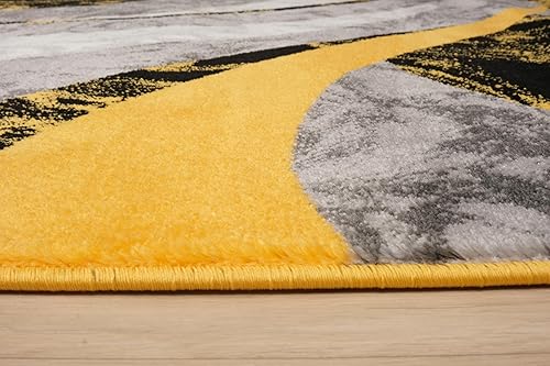 Miniatura 7 de Yafa Home Fashion Alfombra moderna y contemporánea con diseño de remolinos, lujosa, elegante y de moda (amarillo, 5 pies x 7 pies)