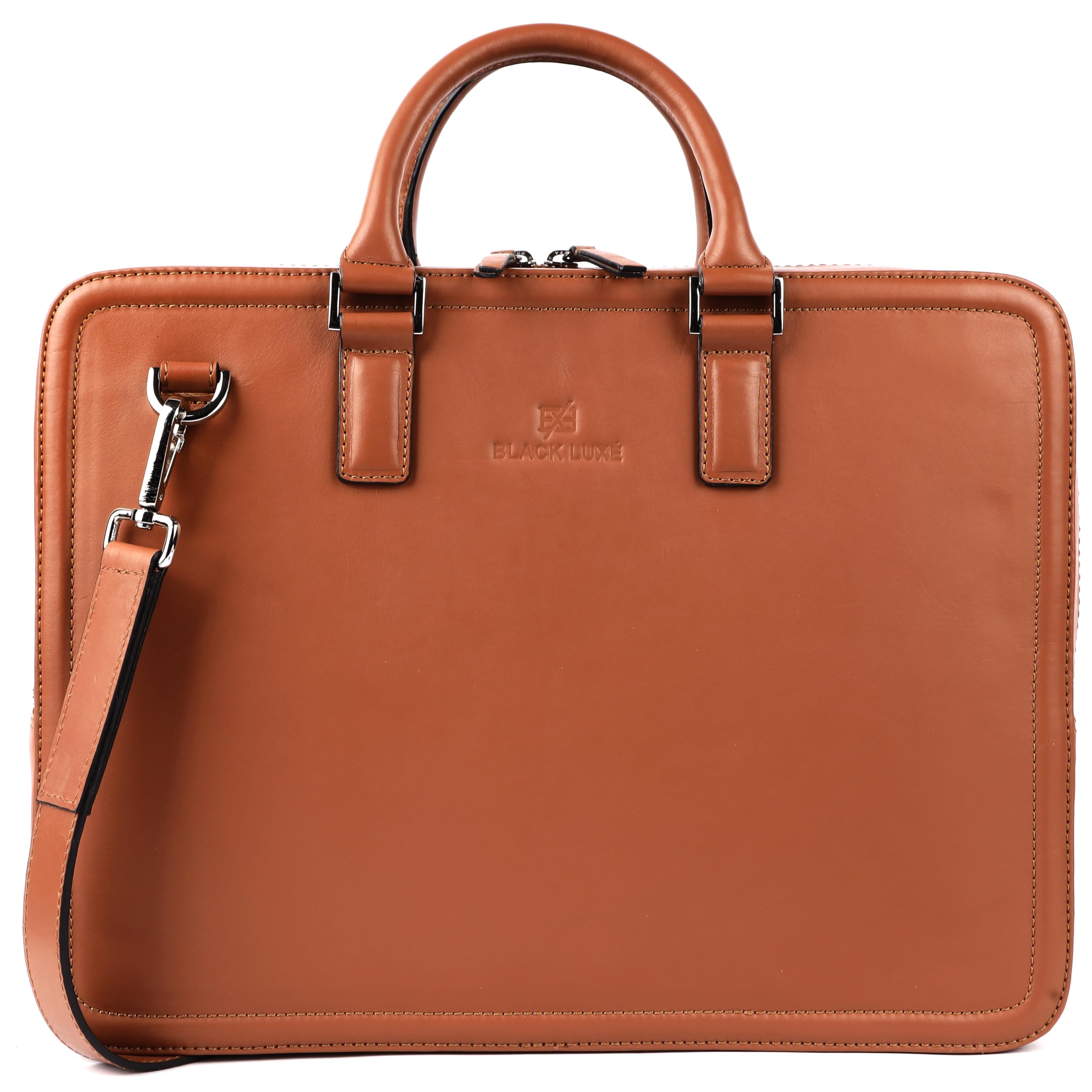 Genuine Leather Laptop Bag for Men - Office Bag, Fits Up to 14/15 Inch Laptop/MacBook - Laptop Messenger Bags/Leather Bag for Men with Buckle Adjustable Shoulder Strap-image-5