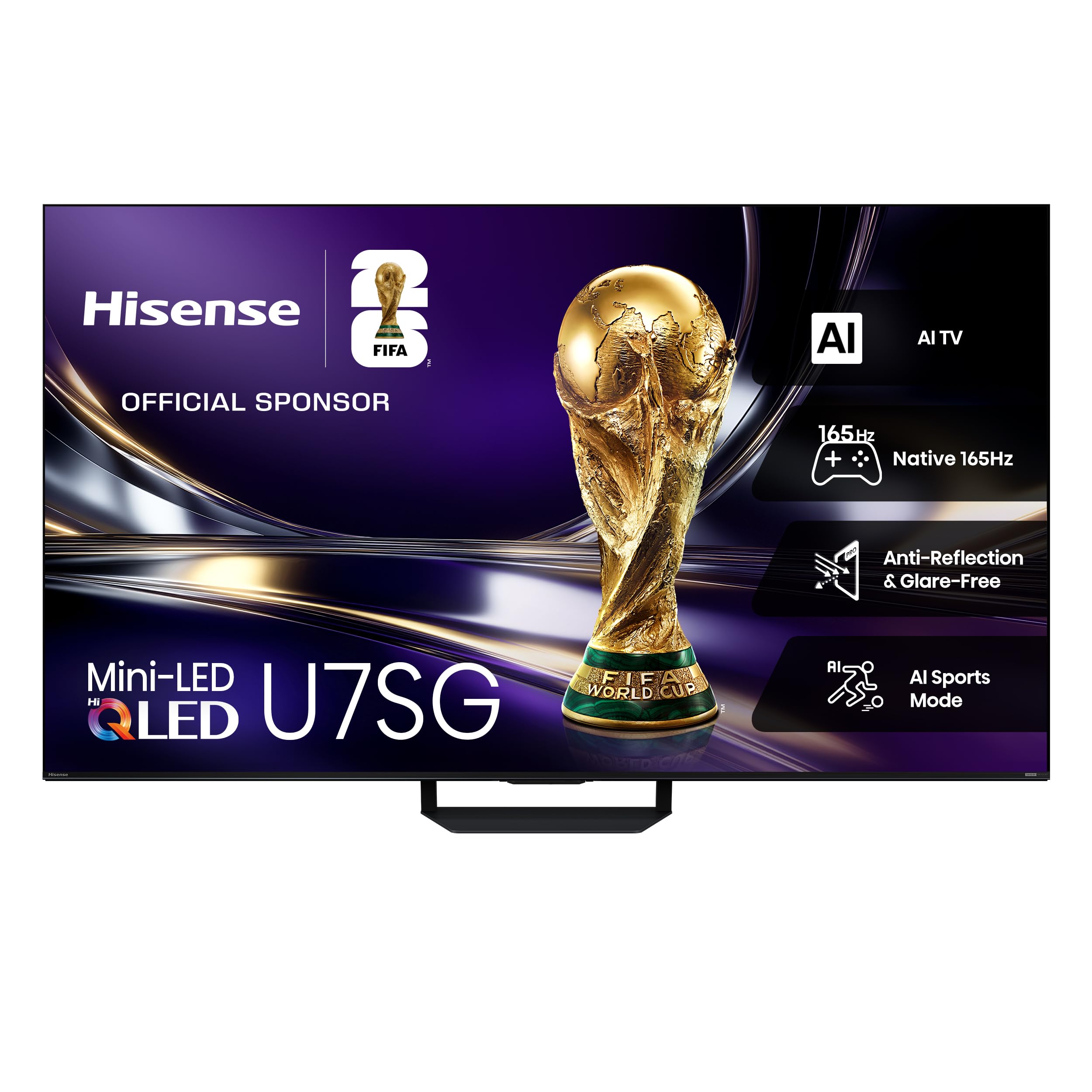Hisense 85U7SG - 85" Hi-QLED 165Hz Mini-LED PRO Google TV, Hi-View AI Engine PRO, 3000 Nits, Game Mode, 480 Motion Rate, Dolby Vision Gaming, HDR10+ Gaming, 2.1.2 Channel, IMAX Enhanced (2026 Model)