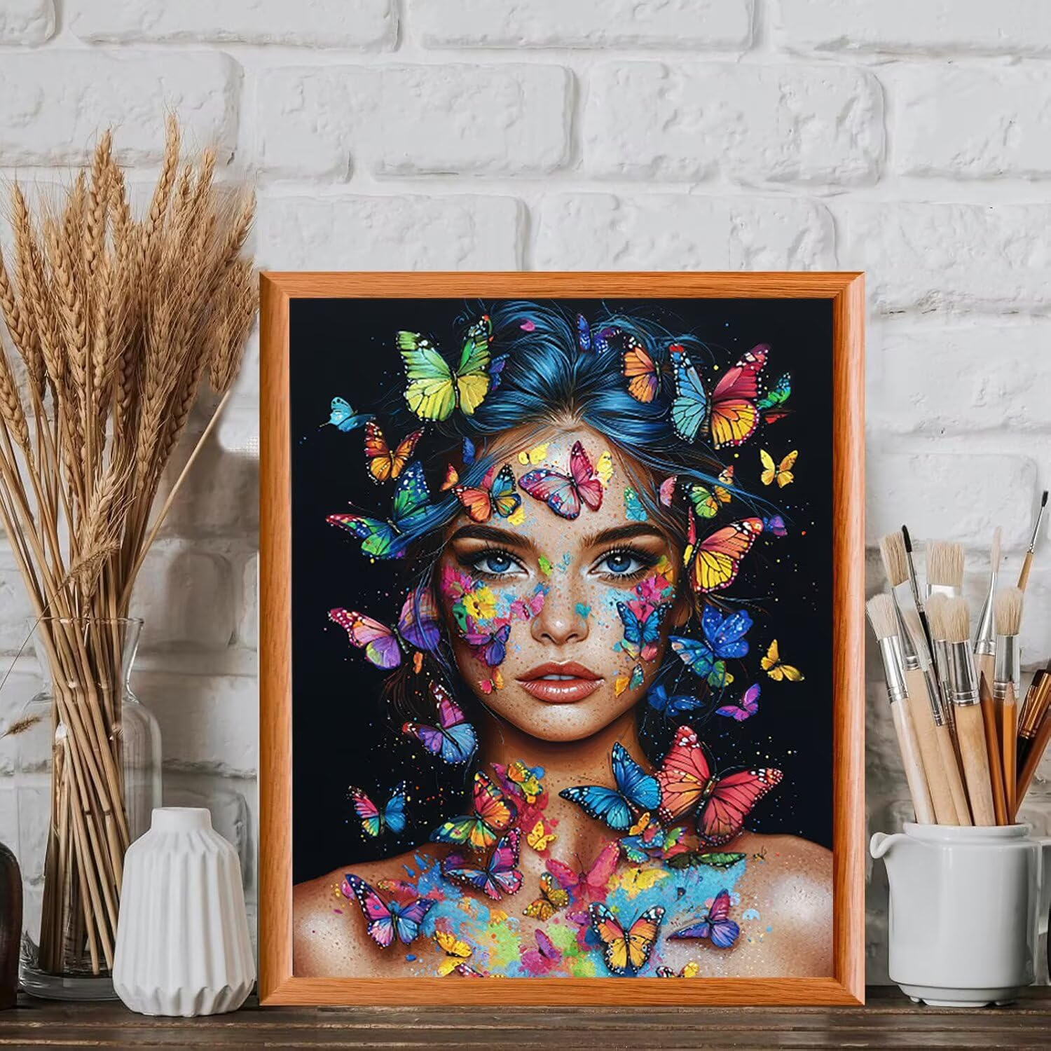WEISHIWE Farfalla e donna Dipingere con i Numeri per Adulti, 70x90cm a-376 | Paint by Numbers Kit con Pennelli e Acrilico Pigmento, Fai da te Olio La Pittura di Numeri Kit, Decora la Casa, senza Cornice