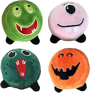 Dog Colorful Plush Squeaky Ball Toys for Small Medium Dogs and Cats; Soft Funny Face Toy Fetch Interactive Balls for Puppy; Gift Box
