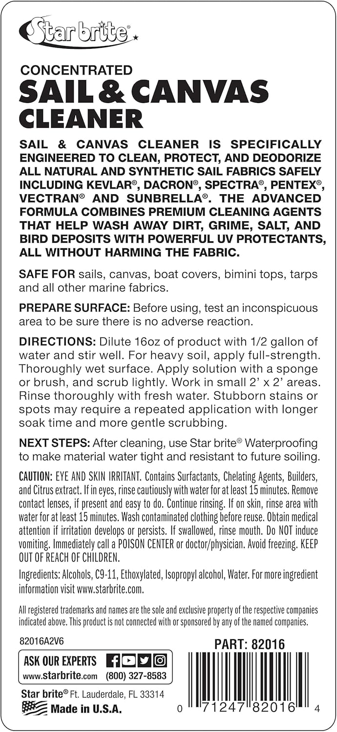 STAR BRITE Waterproofing Spray, Waterproofer + Stain Repellent + UV Protection - 1 GAL (081900N) & STAR BRITE Sail & Canvas Cleaner Concentrated Formula - 16 OZ (082016)