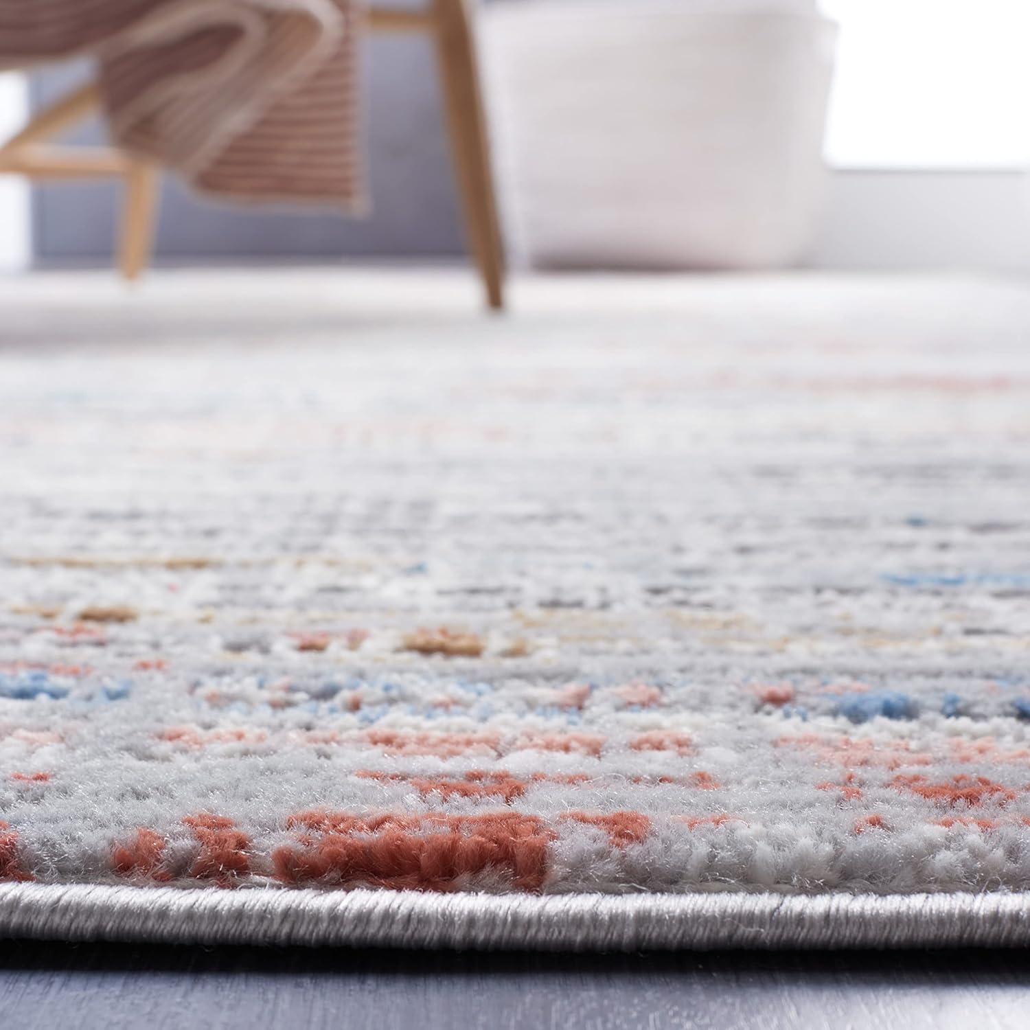 SAFAVIEH Shivan Collection 8' x 10' Light Grey / Rust SHV191P Modern Abstract Non-Shedding Living Room Dining Bedroom Area Rug
