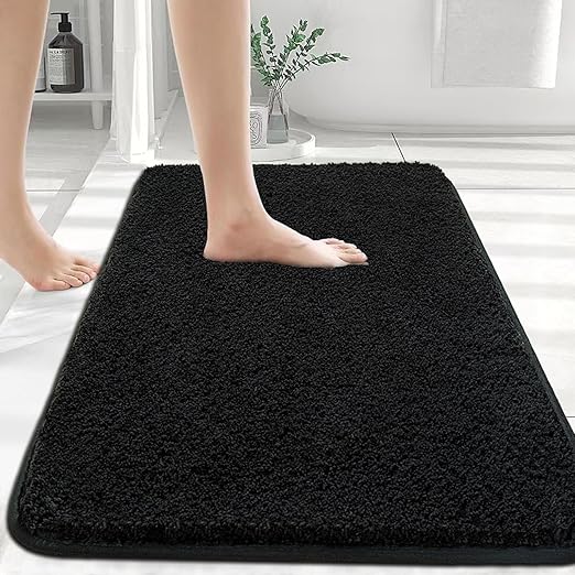 Myting Bath Mats for Bathroom 80x120 cm Large Black Bath Mat, Soft ...