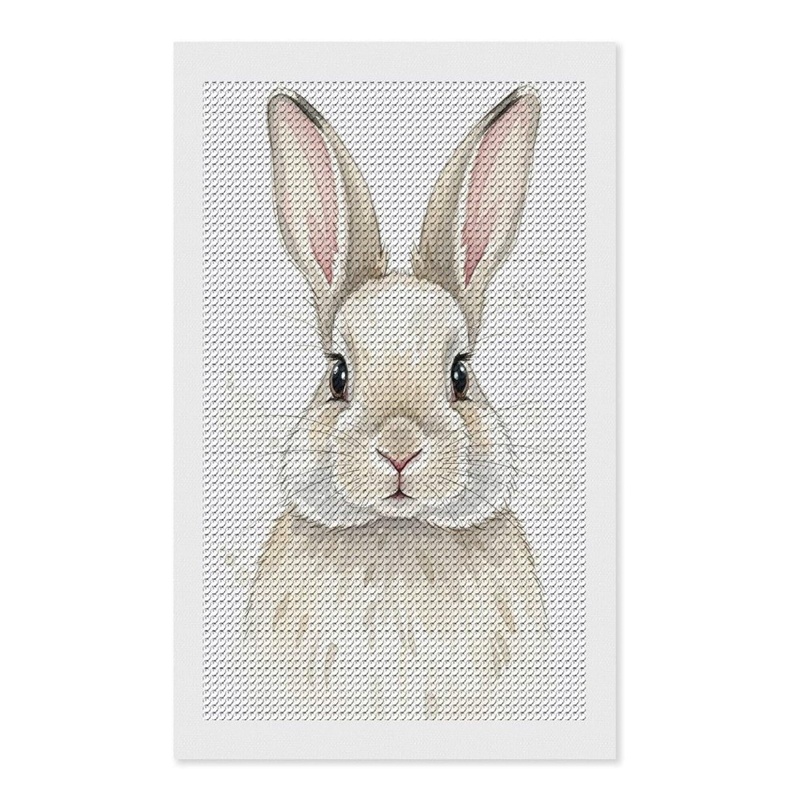Junmoney Watercolor Bunny Portrait Diamond Painting Canvas Set 12"x20", for Craft Lovers, Decorate Your Room, Festive Craft Gift, Vintage Style Decor