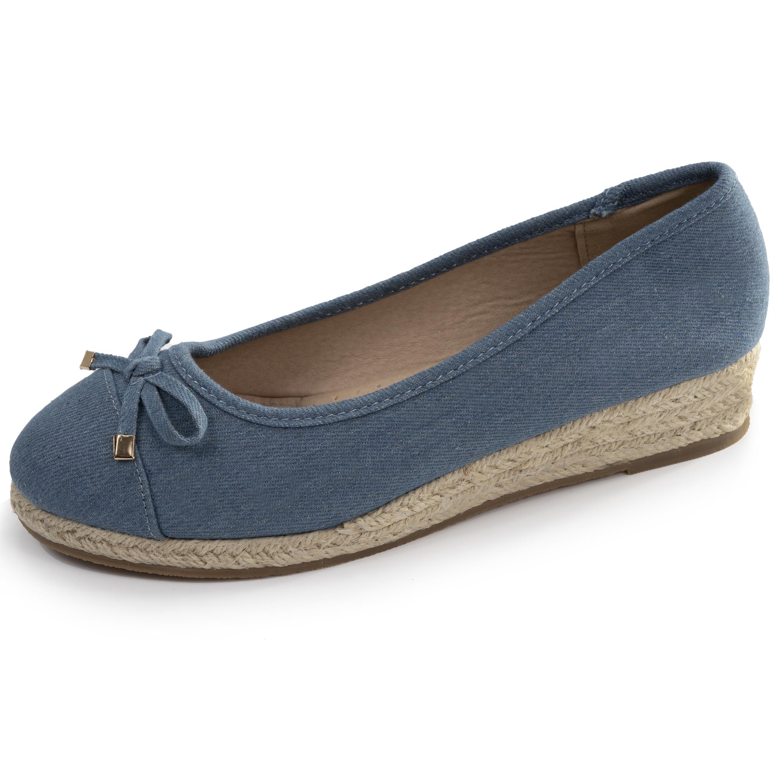 Isotoner Ballerines Femme à Talon de 4 cm Bleu, 39 EU