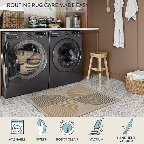 Vista 120 de Lahome Alfombra moderna de yute, de 2 x 8 pies, lavable, para entrada, granja, cocina, antideslizante, para interiores y exteriores, alfombra