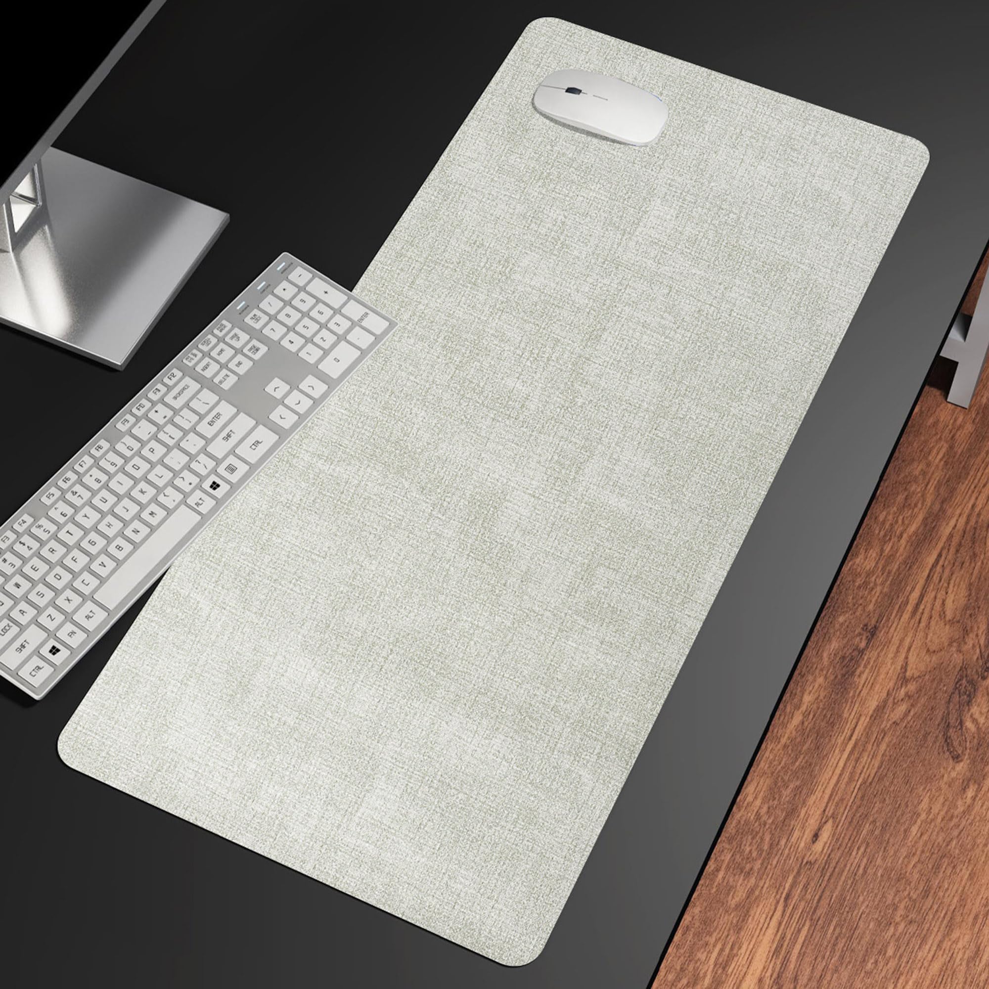 Keyboard Mouse Mat, Leather Desk Pad Protector, Writing Mat for Home and Office Accessories, Desk Protector Pad Laptop Mat Table Mat, Extended Mouse Pad (80 * 40cm,Green)