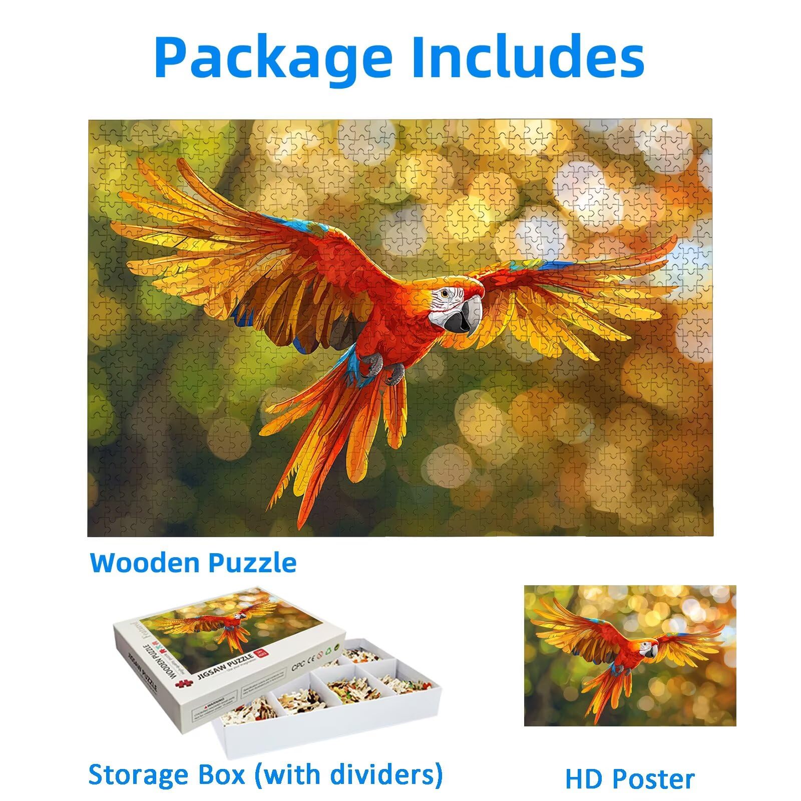 Puzzle Perroquet 3000 Pièces Adultes, Puzzle 3000 Pièces pour Adultes et Enfants à Partir de 14 Ans, Animal Puzzles Bois de Qualité Supérieure avec Une Boîte d'emballage Exquise, Cadeau Femme, -1833
